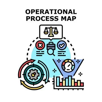 Operational process mapping visualizing business strategy execution Stock Illustration