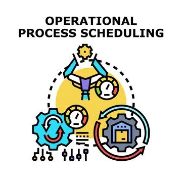 Operational process scheduling process automation managing system Stock Illustration