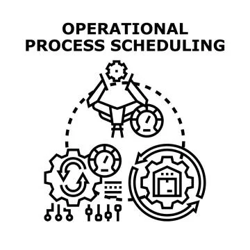 Operational process scheduling process automation managing system Stock Illustration