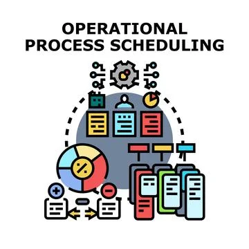 Operational process scheduling workflow management illustration 스톡 일러스트