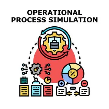 Operational process simulation optimizing business workflow planning 스톡 일러스트