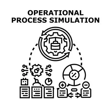 Operational process simulation optimizing business workflow planning Stock Illustration