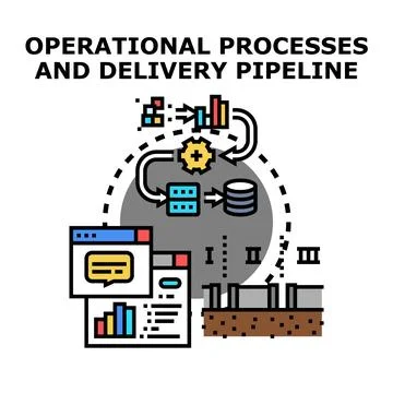 Operational processes and delivery pipeline management system Stock Illustration