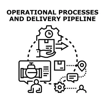Operational processes and delivery pipeline controlling flow Stock Illustration