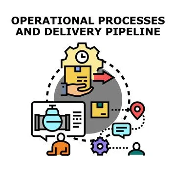 Operational processes and delivery pipeline controlling flow Stock Illustration