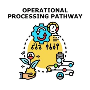 Operational processing pathway illustrating business development Stock Illustration