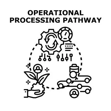Operational processing pathway illustrating business development Stock Illustration
