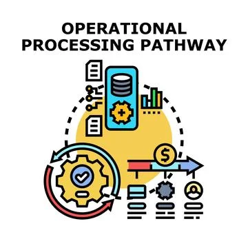Operational processing pathway visualizing data analysis and workflow Stock Illustration