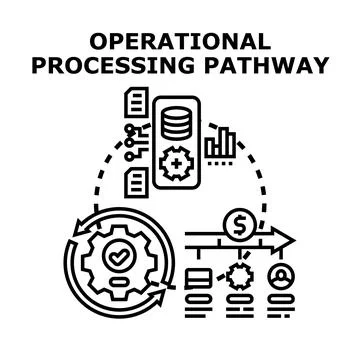 Operational processing pathway visualizing data analysis and workflow イラスト素材