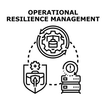 Operational resilience management concept vector illustration, depicting a cy Stock Illustration