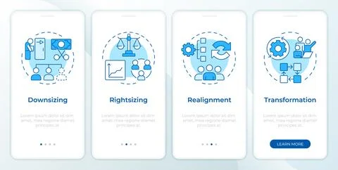 Operational restructuring methods blue onboarding mobile app screen Stock Illustration