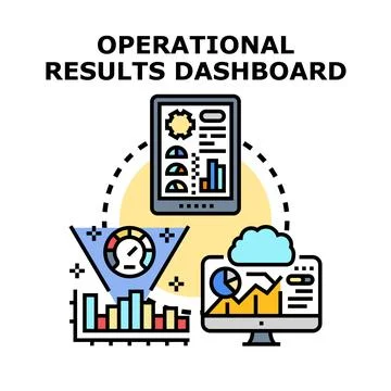 Operational results dashboard analyzing business data Stock Illustration