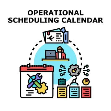 Operational scheduling calendar planning task management concept Illustration