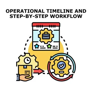 Operational timeline and step by step workflow concept Illustrazione stock