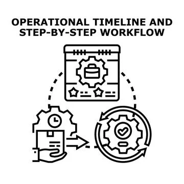 Operational timeline and step by step workflow concept Stock Illustration