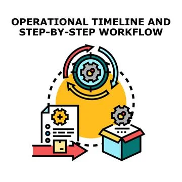 Operational timeline and step by step workflow concept development Stock Illustration
