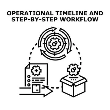 Operational timeline and step by step workflow concept development Stock Illustration
