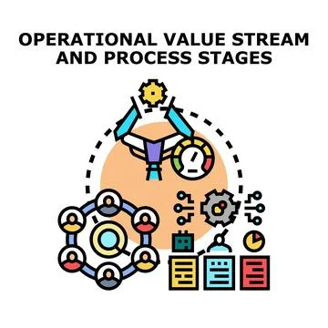 Operational value stream mapping process stages concept Stock Illustration