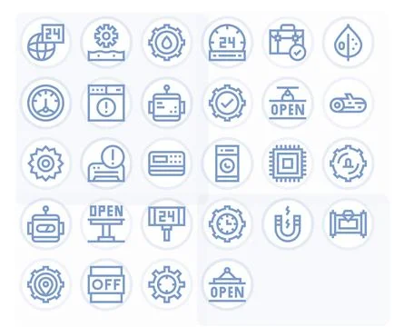 Operational Vector Icon Collection featuring 28 Pixel Aligned 256x256 Bold .. Illustrazione stock