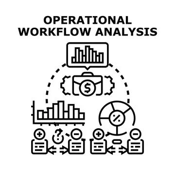 Operational workflow analysis process for business management 库存插图