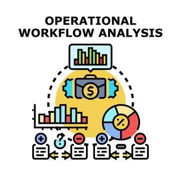 Operational workflow analysis process for business management Stock Illustration