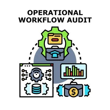 Operational workflow audit concept verifying business processes Stock Illustration