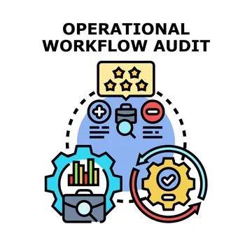 Operational workflow audit process improving business efficiency Stock Illustration
