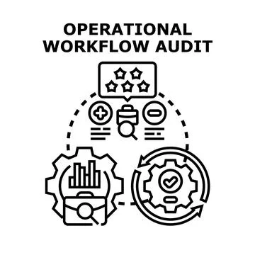 Operational workflow audit process improving business efficiency Stock Illustration