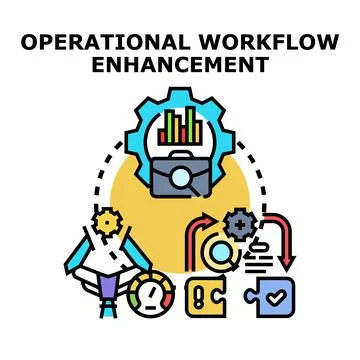Operational workflow enhancement improving business process efficiency Stock Illustration