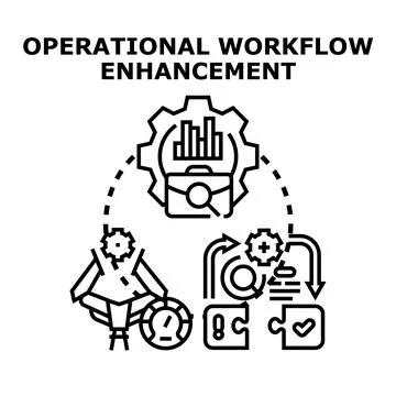 Operational workflow enhancement improving business process efficiency Stock Illustration