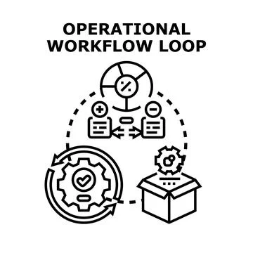 Operational workflow loop business process management concept イラスト素材