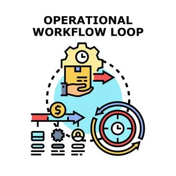 Operational workflow loop delivering successful business process Ilustração Stock