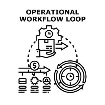 Operational workflow loop delivering successful business process Illustrazione stock