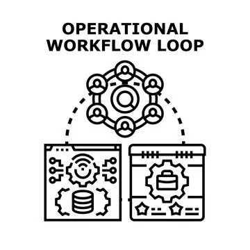 Operational workflow loop with team collaboration and data management Stock Illustration