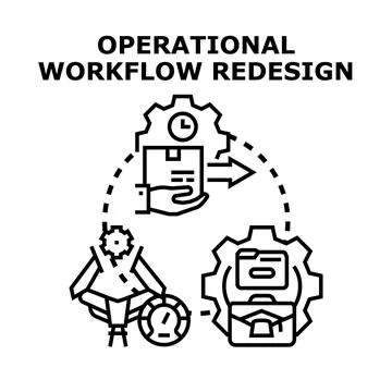 Operational workflow redesign and optimization process illustration Stock Illustration