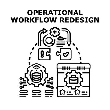 Operational workflow redesign process optimization diagram Stock Illustration