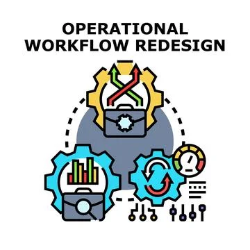 Operational workflow redesign process optimizing business performance Stock Illustration