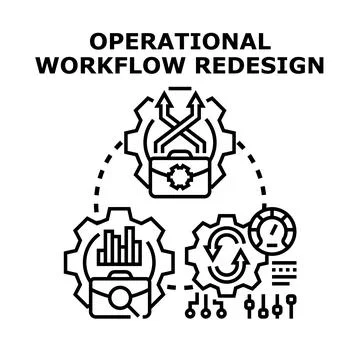 Operational workflow redesign process optimizing business performance Stock Illustration
