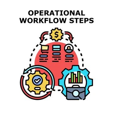 Operational workflow steps process business strategy development Illustrazione stock
