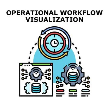 Operational workflow visualizing data processing and development cycle Stock Illustration