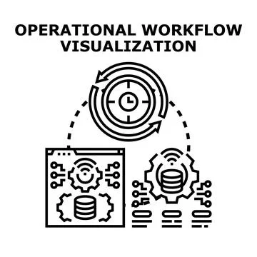 Operational workflow visualizing data processing and development cycle Stock Illustration