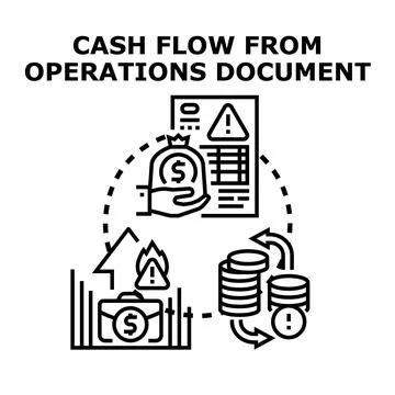 Operations cash flow document with financial risk analysis Illustrazione stock
