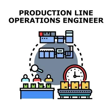 Operations engineer managing production line workflow and efficiency Stock Illustration