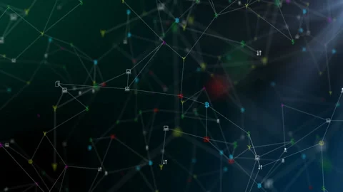 Operations inside the blockchain. Seamless loop.Digital Data Points Network Stock Footage 97309406