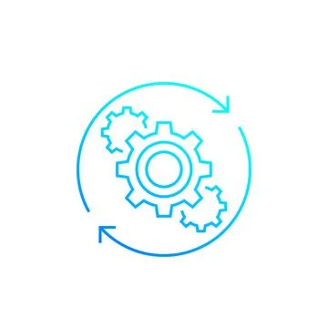 Operations line icon with cogwheels Ilustração Stock