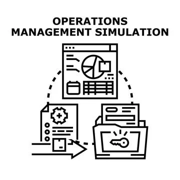 Operations management simulation for business process optimization Illustrazione stock