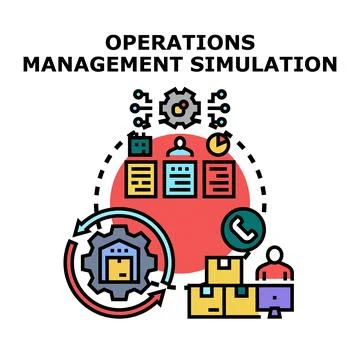 Operations management simulation planning logistics and supply chain Stock Illustration