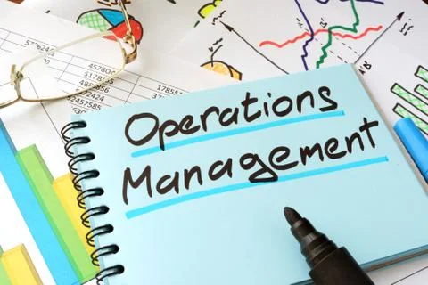 Operations Management written on a notepad sheet. Stock Photos