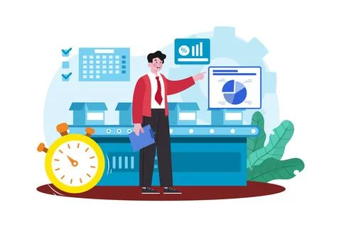 Operations manager overseeing team productivity and efficiency. Stock-Illustration