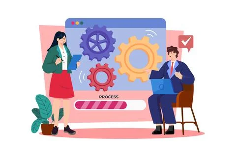 Operations manager streamlining business processes. Stock Illustration